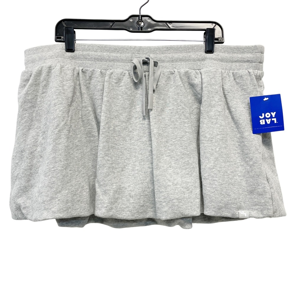 JoyLab Women's Heather Gray Bubble Hem Drawstring French Terry Skort Size XXL